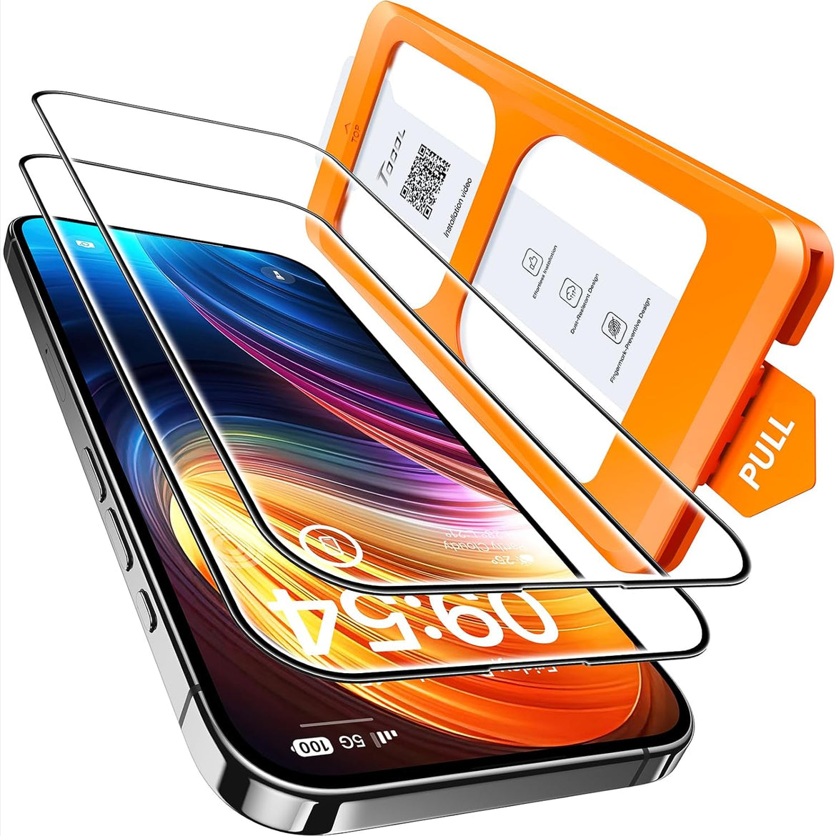 TOCOL 2 Pack for iPhone 15 Pro Screen Protector 6.1 Inch, Easy Installation Full Coverage No Bubbles No Dust Military Grade Shatterproof, 9H Hardness Tempered Glass Screen Protector, Case Friendly