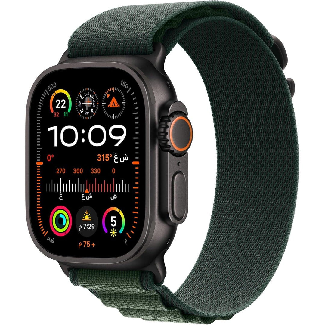 Apple Watch Ultra 2 GPS + Cellular 49mm Smartwatch, Sports Watch with Black Rugged Titanium Case and Dark Green Alpine Loop - M. Fitness Tracker, Precision GPS, Extra-Long Battery Life, Carbon Neutral
