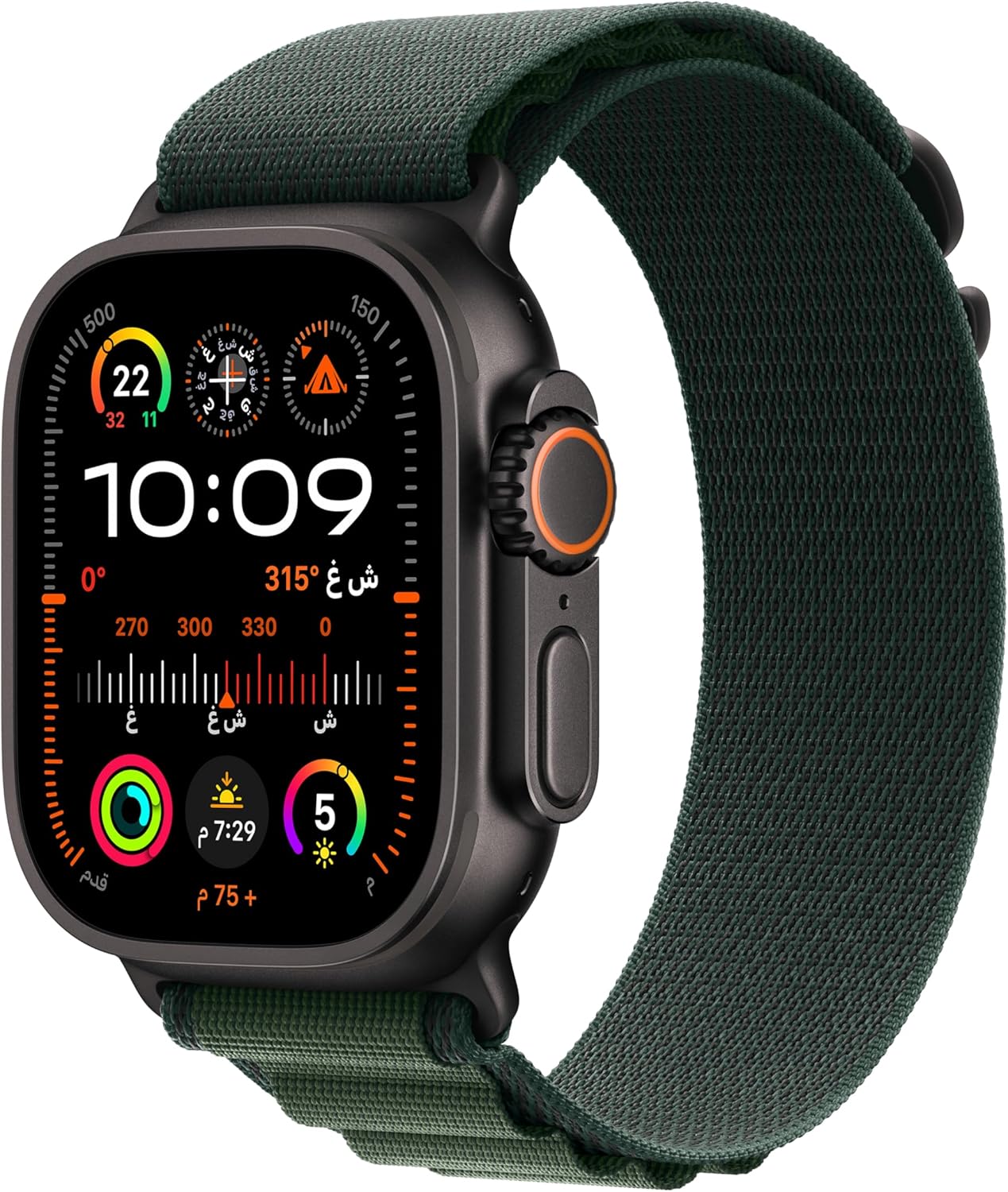 Apple Watch Ultra 2 GPS + Cellular 49mm Smartwatch, Sports Watch with Black Rugged Titanium Case and Dark Green Alpine Loop - M. Fitness Tracker, Precision GPS, Extra-Long Battery Life, Carbon Neutral