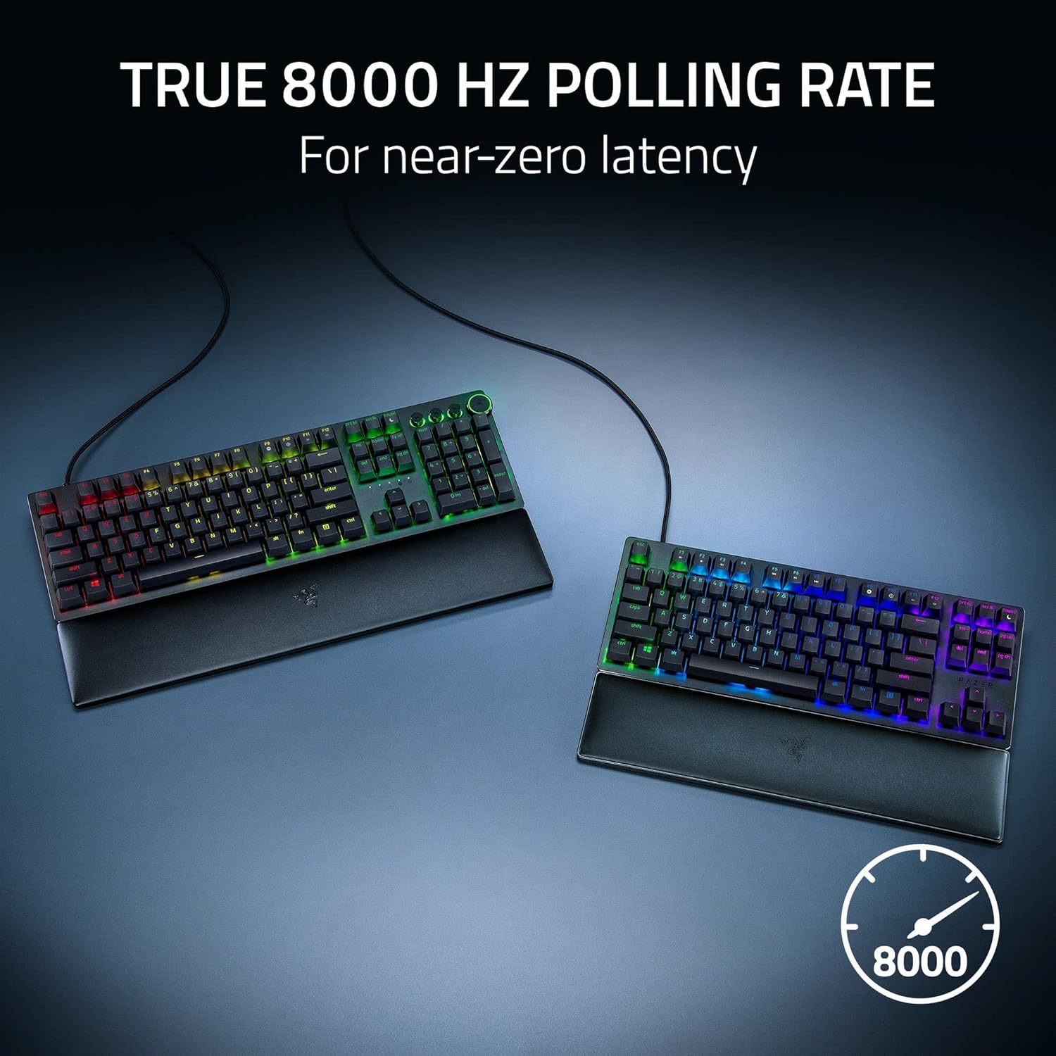 Razer Huntsman Mini 60% Compact Gaming Keyboard: Purple Switch, Clicky Optical-Mechanical Switches, Doubleshot PBT Keycaps, Detachable USB-C Cable, US Layout - Black