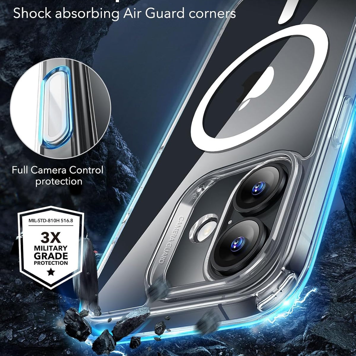 ESR for iPhone 17 Pro Case, Camera Control Cover, Compatible with MagSafe Accessories, Military-Grade Drop Protection, Shock-Absorbing Air Guard Corners, Hybrid Series, Clear