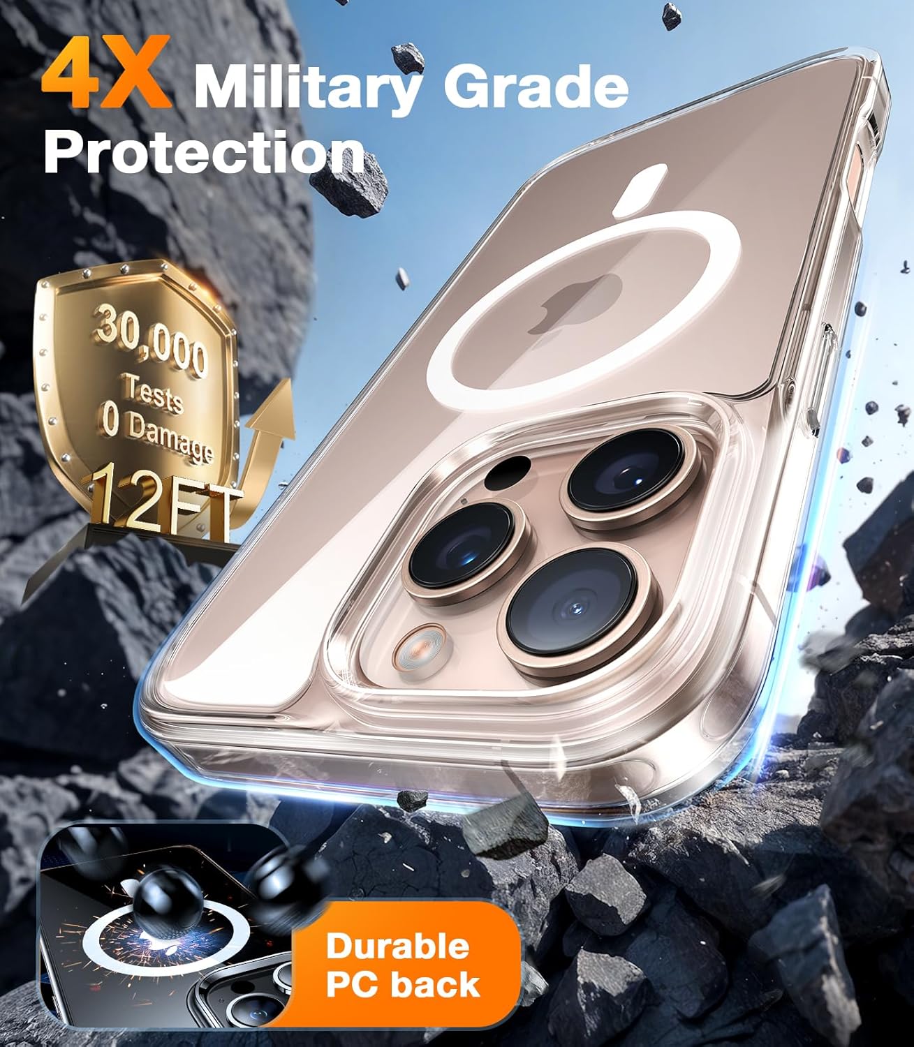TORRAS Magnetic Shockproof for iPhone 17 Pro Case, Compatible with Magsafe, Military-Grade Drop Tested, Translucent Slim Protective for iPhone 17 Pro Case Anti-Fingerprint Anti-Scratch, Deep Blue