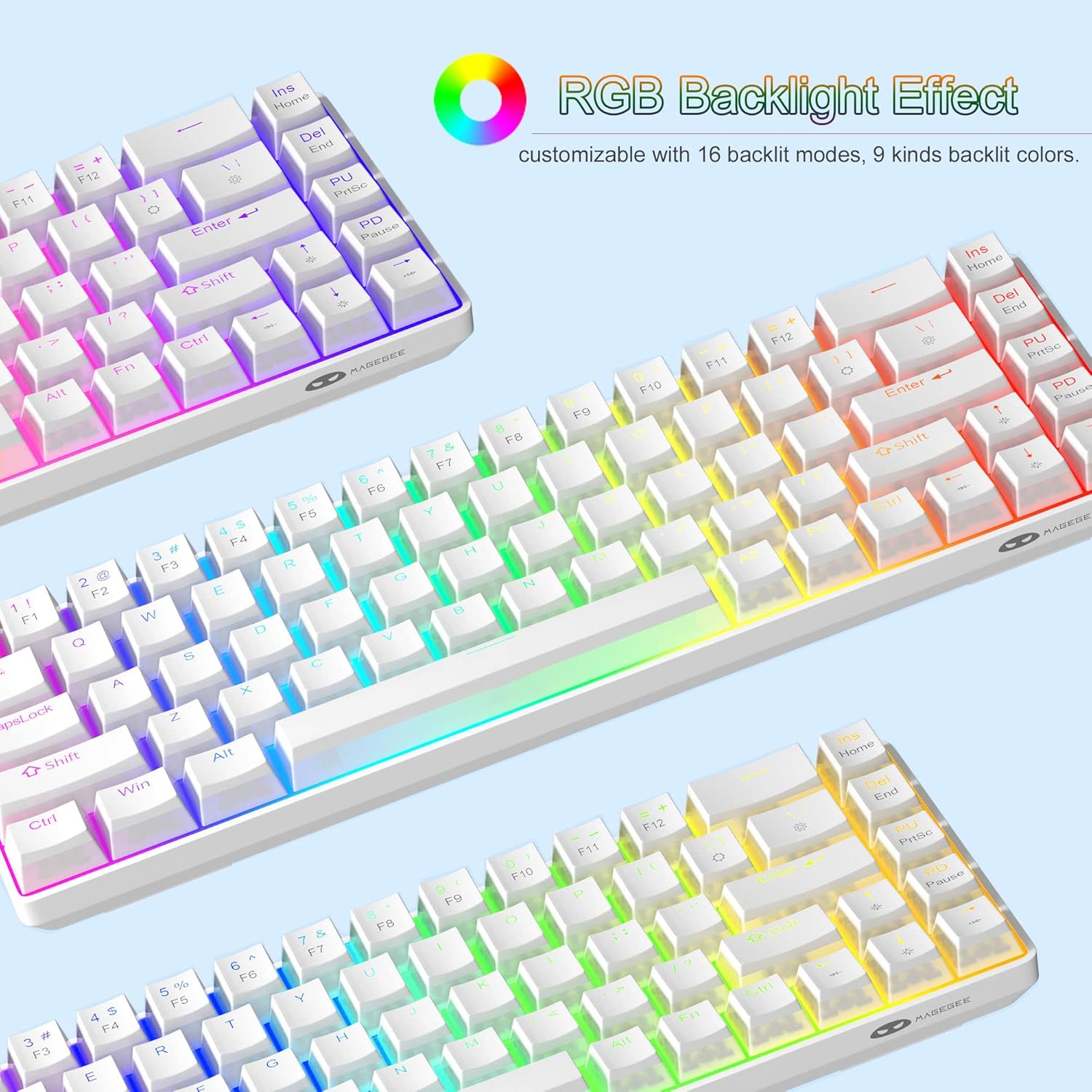MageGee Portable 60% Mechanical Gaming Keyboard (Grey/Blue Switch)
