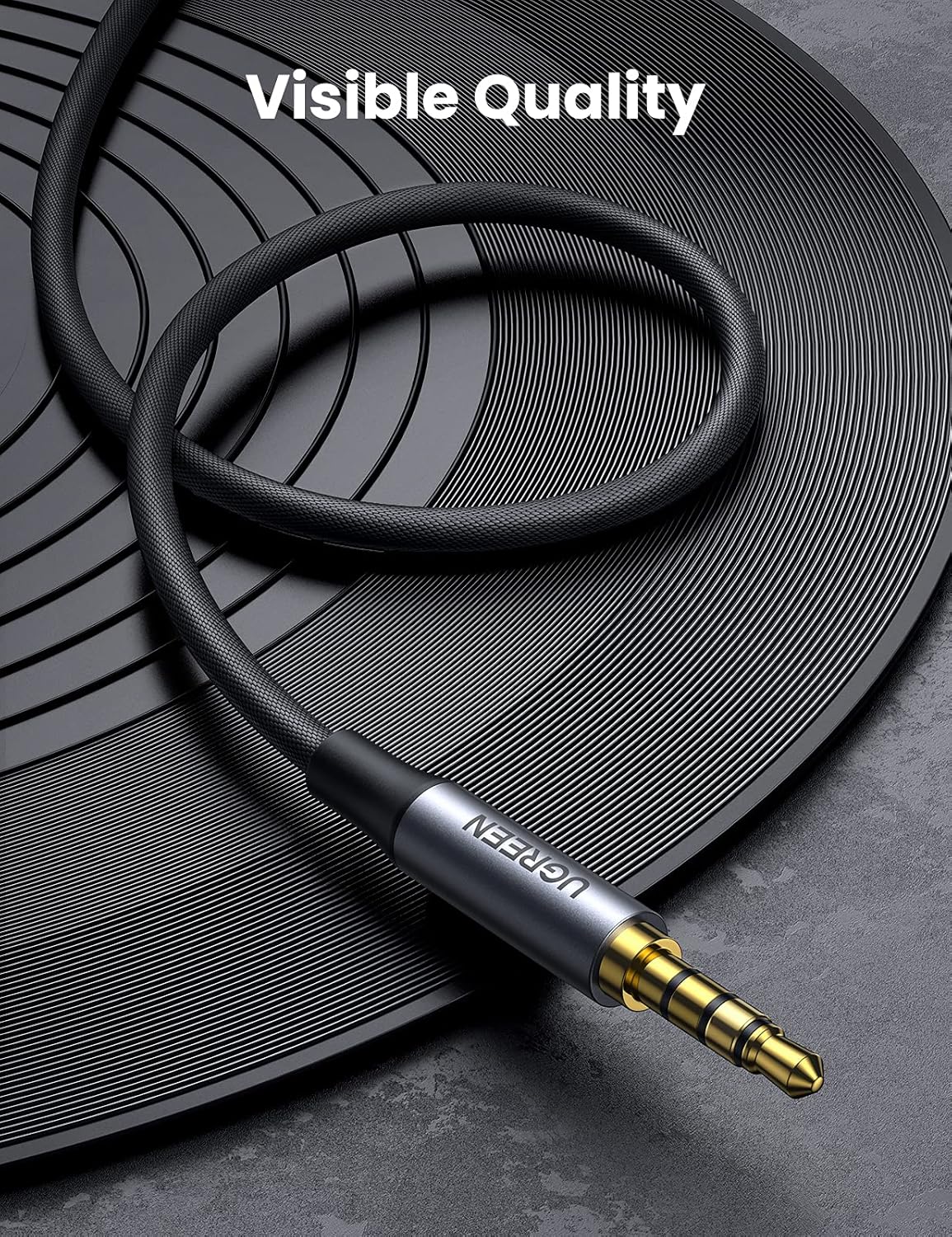 UGREEN Aux Cable 3.5mm 4-Pole Male to Male Audio Cable 2M with Mic Flexible Braided TRRS Aux Cord Auxiliary Cord Compatible for MacBook Pro 2021 Mic PS4 Xbox Switch Phone Tablet Car Stereo MP3 Player