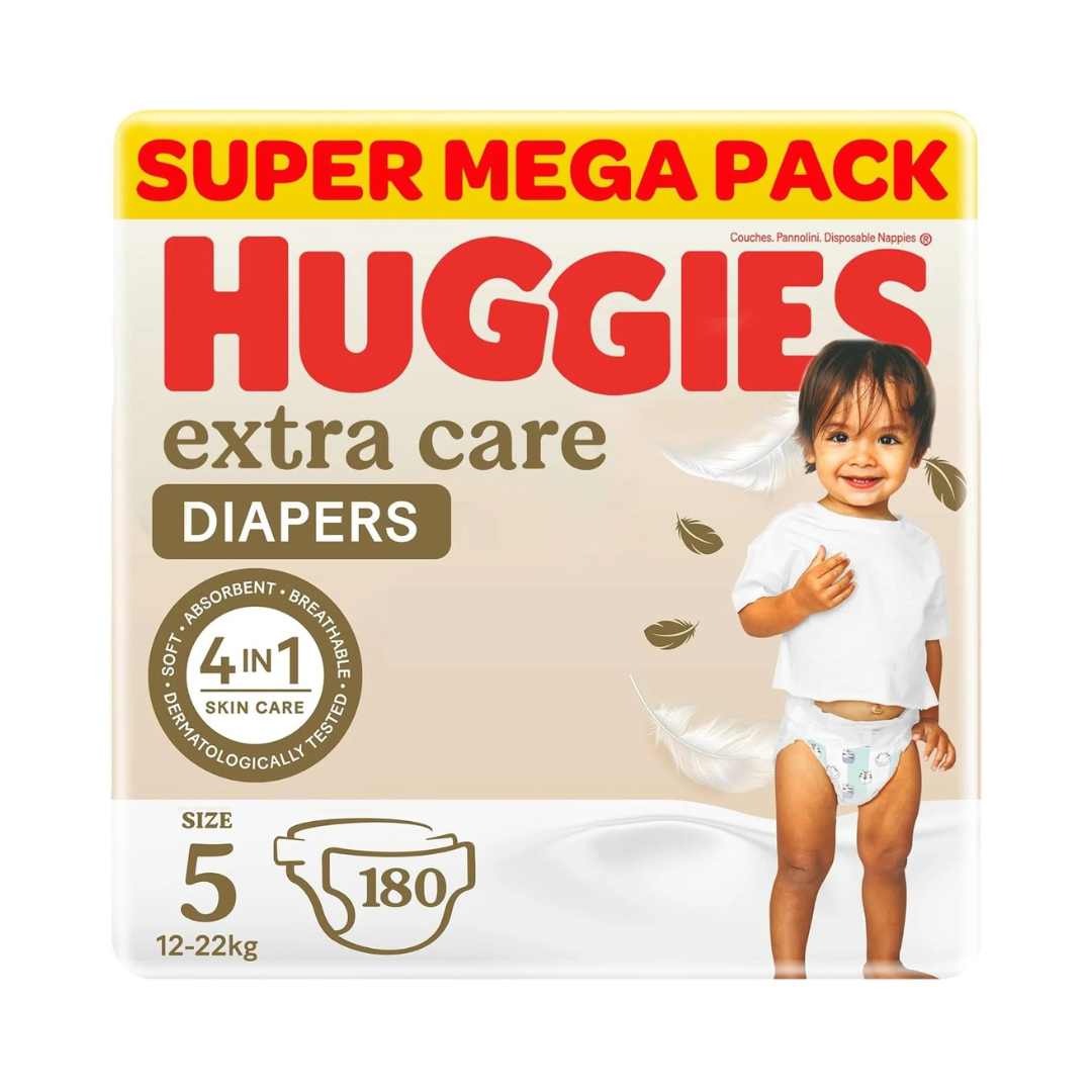 Huggies Extra Care, Size 5, 12-22 kg, Mega Pack, 240 Diapers
