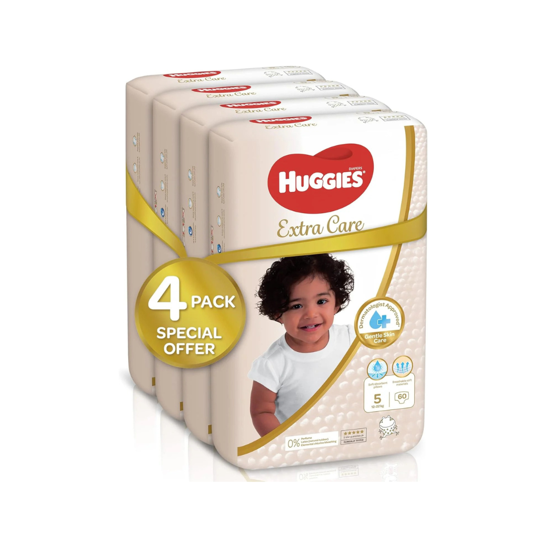 Huggies Extra Care, Size 5, 12-22 kg, Mega Pack, 240 Diapers