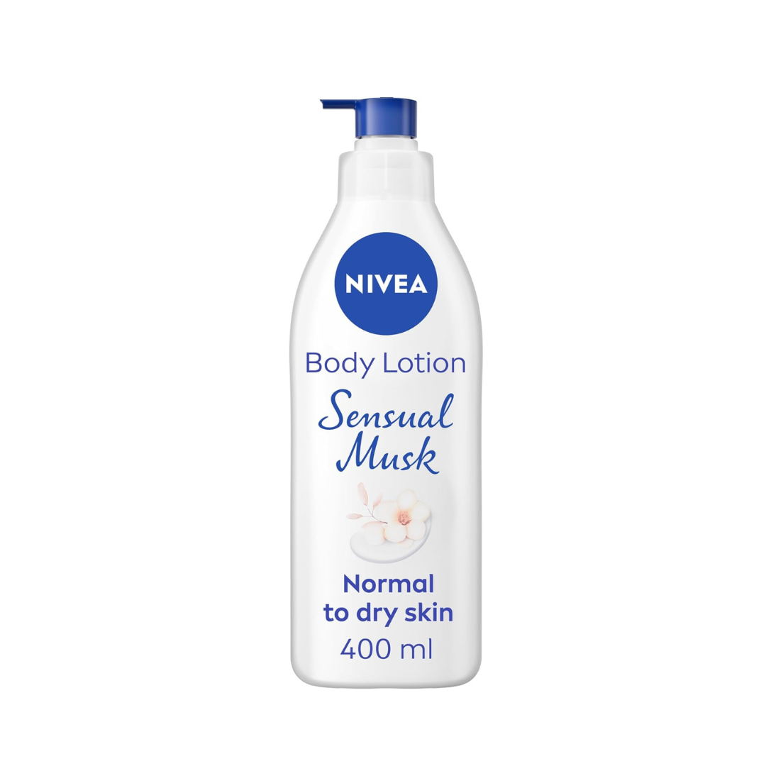 NIVEA Body Lotion for Normal to Dry Skin, Sensual Musk, 24 Hours of Noticeably Smoother Skin, Moisturizes and Cares, 400ml (Packaging may vary)