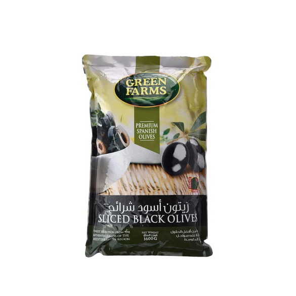 Green Farms Sliced Black Olives Pouch, 1.6Kg - Pack of 1