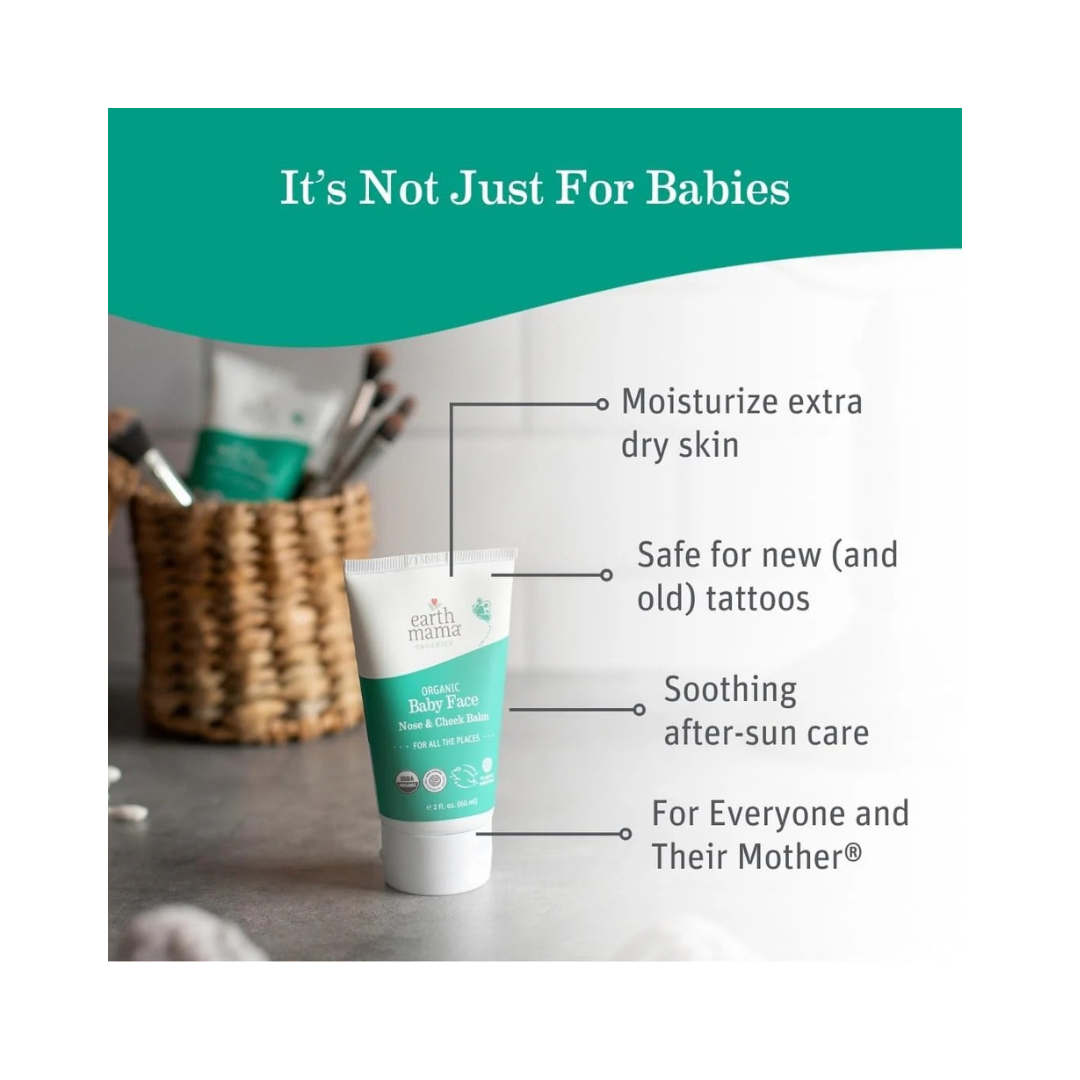 Earth Mama Organic Baby Face Nose & Cheek Balm | Moisturizer with Calendula Oil for Dry Skin Care, Natural Petroleum Jelly Alternative (2-Fluid Ounce, 2-Pack)