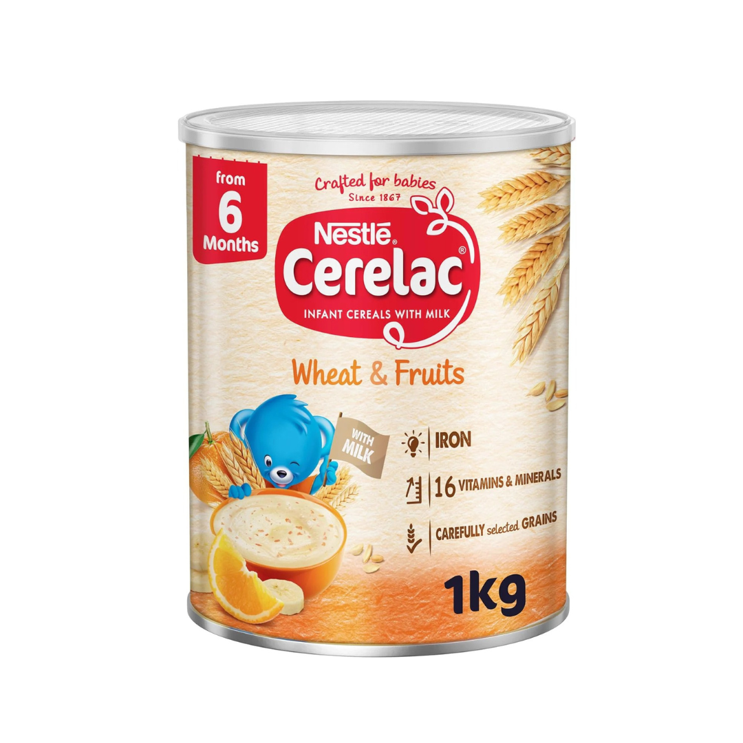 Nestle Cerelac Nestle Infant Baby Cereal, Wheat & Fruits, Baby Food, Tin, 1kg