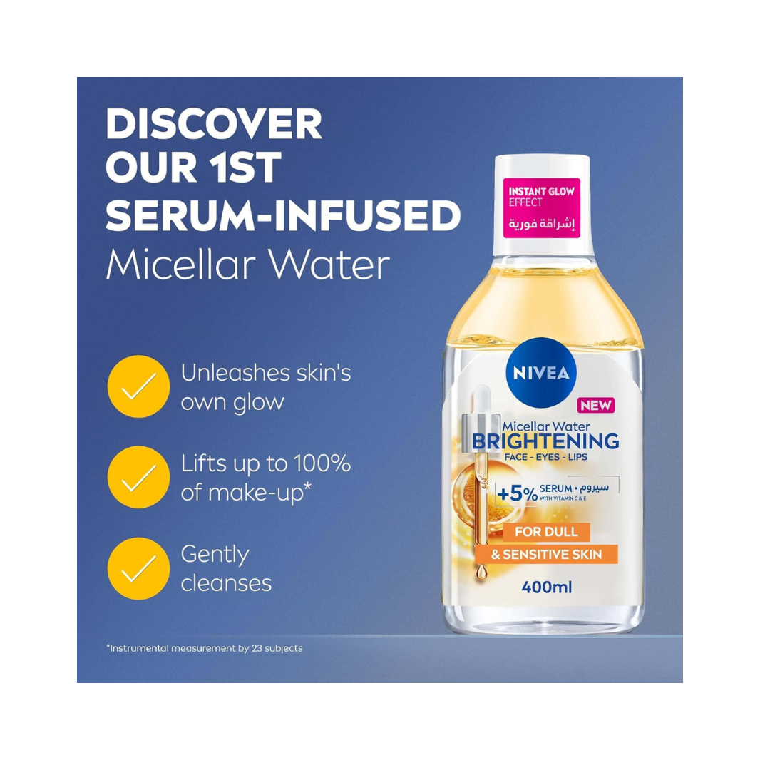 NIVEA Micellar Water Makeup Remover for Face Whitening and Care, 400 ml