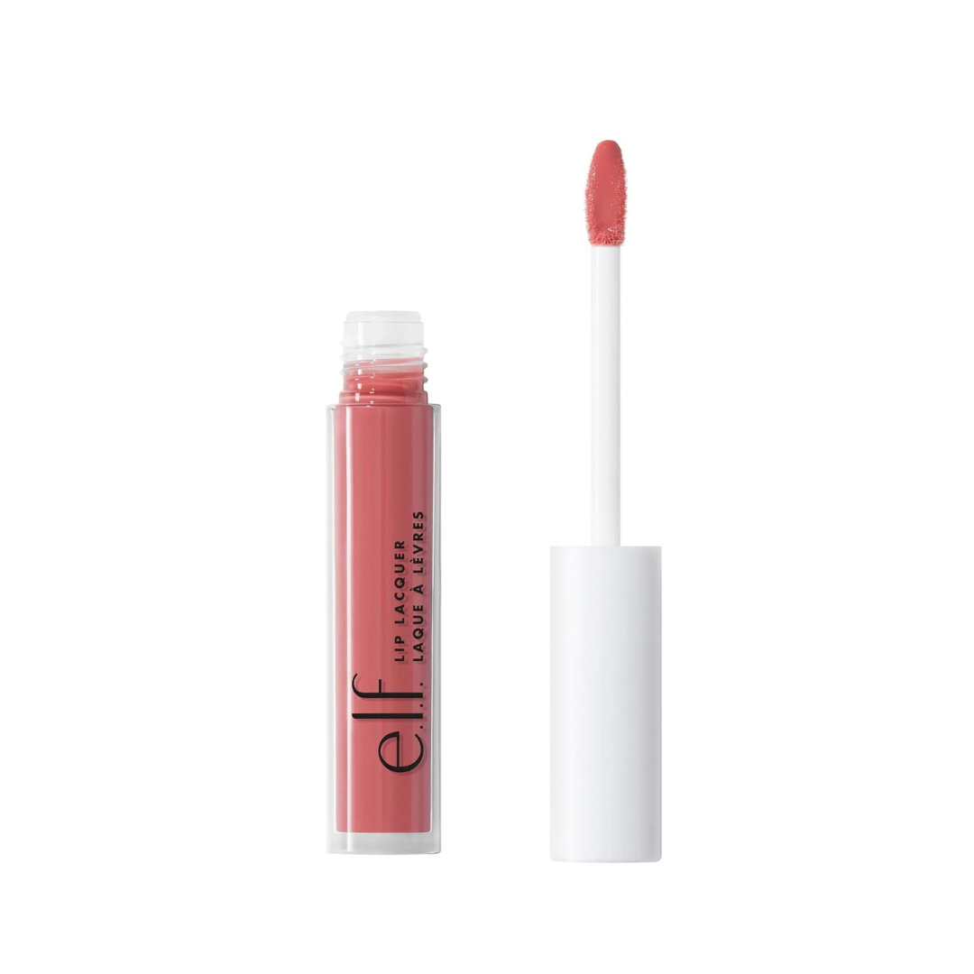 e.l.f. Lip Lacquer, Moisturizing, Shiny, Non-Sticky & Long Lasting, Provides Maximum Color & Glides On, Vegan & Cruelty-Free, Wild Rose, 0.08 Fl Oz
