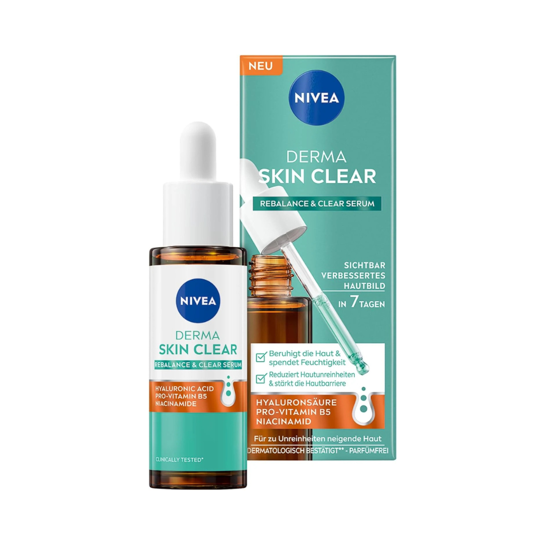 NIVEA Derma Skin Clear Rebalance & Clear Serum, Face Care for Visibly Improved Skin (30 ml)