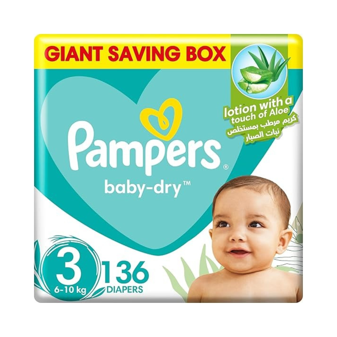 Pampers Baby-Dry, Size 3, Midi, 6-10 kg, Giant Saving Box - Diapers / 136