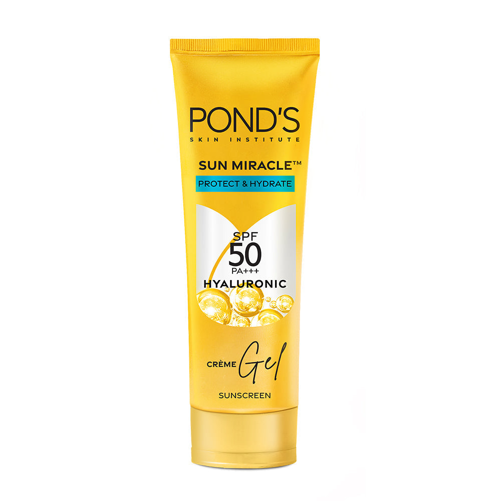 POND'S Sun Miracle SPF 50 PA+++ Crème Gel Sunscreen - Protect & Hydrate, With Hyaluronic Acid