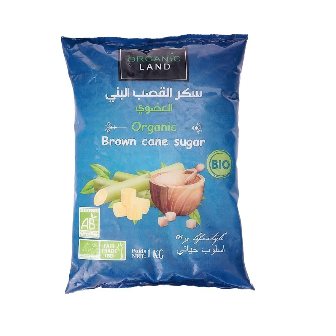 Organic Land Organic Brown Cane Sugar, 1 kg, Multicolour