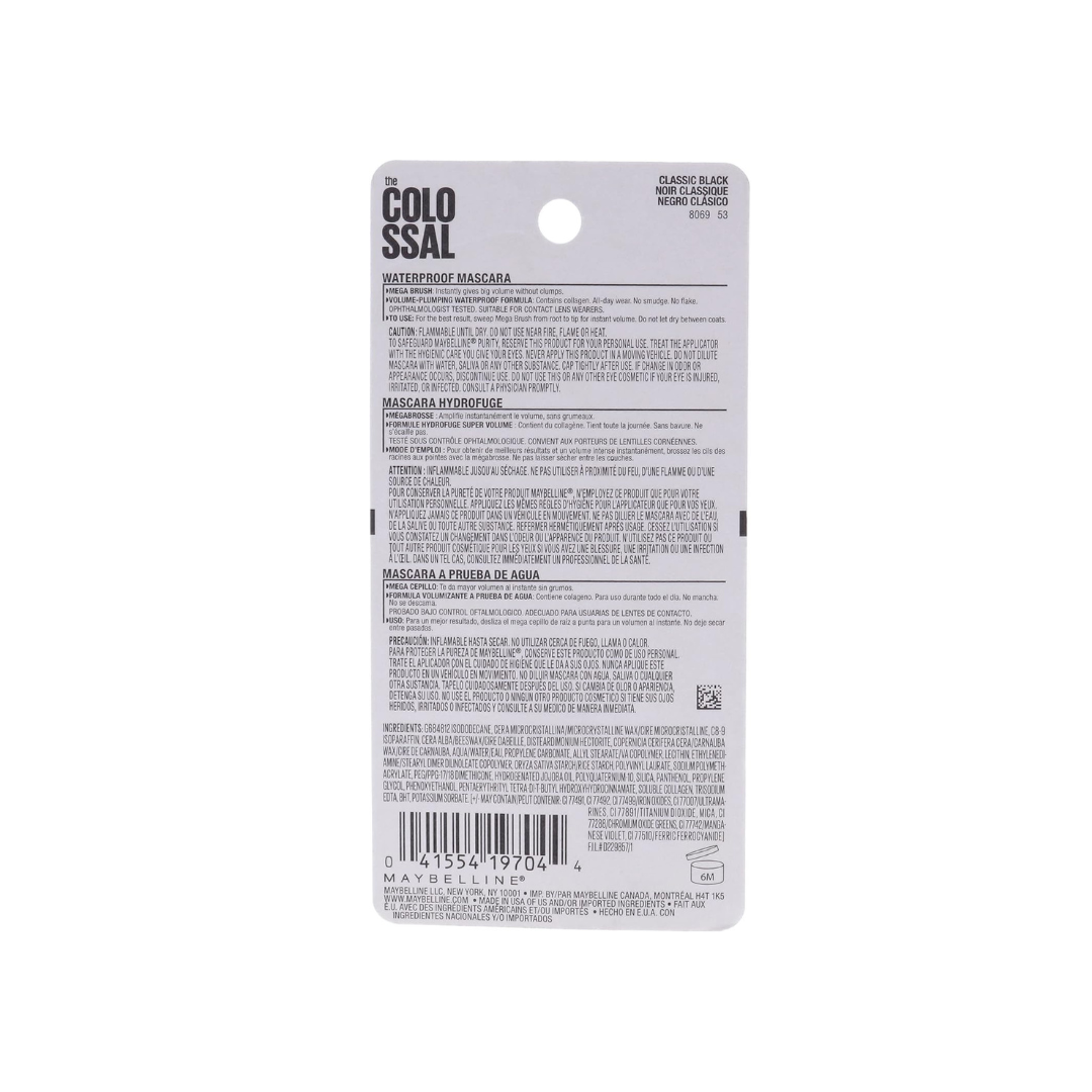 Maybelline Volum' Express The Colossal Waterproof Mascara, Volumizing, Classic Black