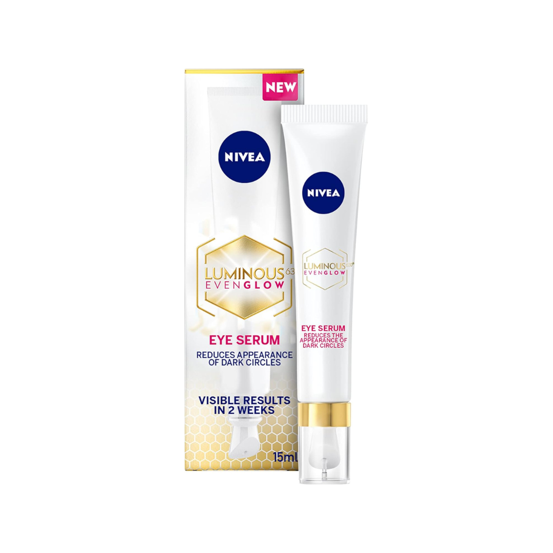 NIVEA LUMINOUS 630 EVEN GLOW Anti Dark Circles & Puffy Eyes Serum, Hydrating Hyaluronic Acid & Energizing Caffeine, 15ml