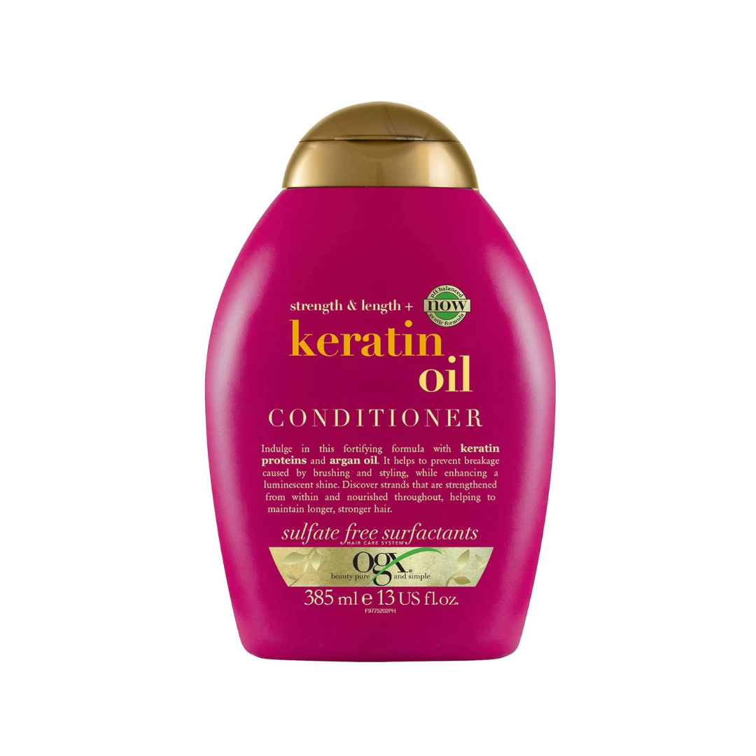 OGX, Conditioner, Strength & Length+ Keratin Oil, New Gentle and PH Balanced Formula, 385ml