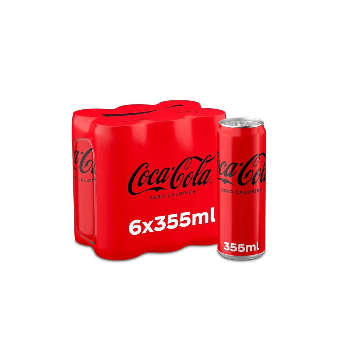 Coca-Cola Zero Calories, Carbonated Soft Drink, Can 355ml, pack of 6