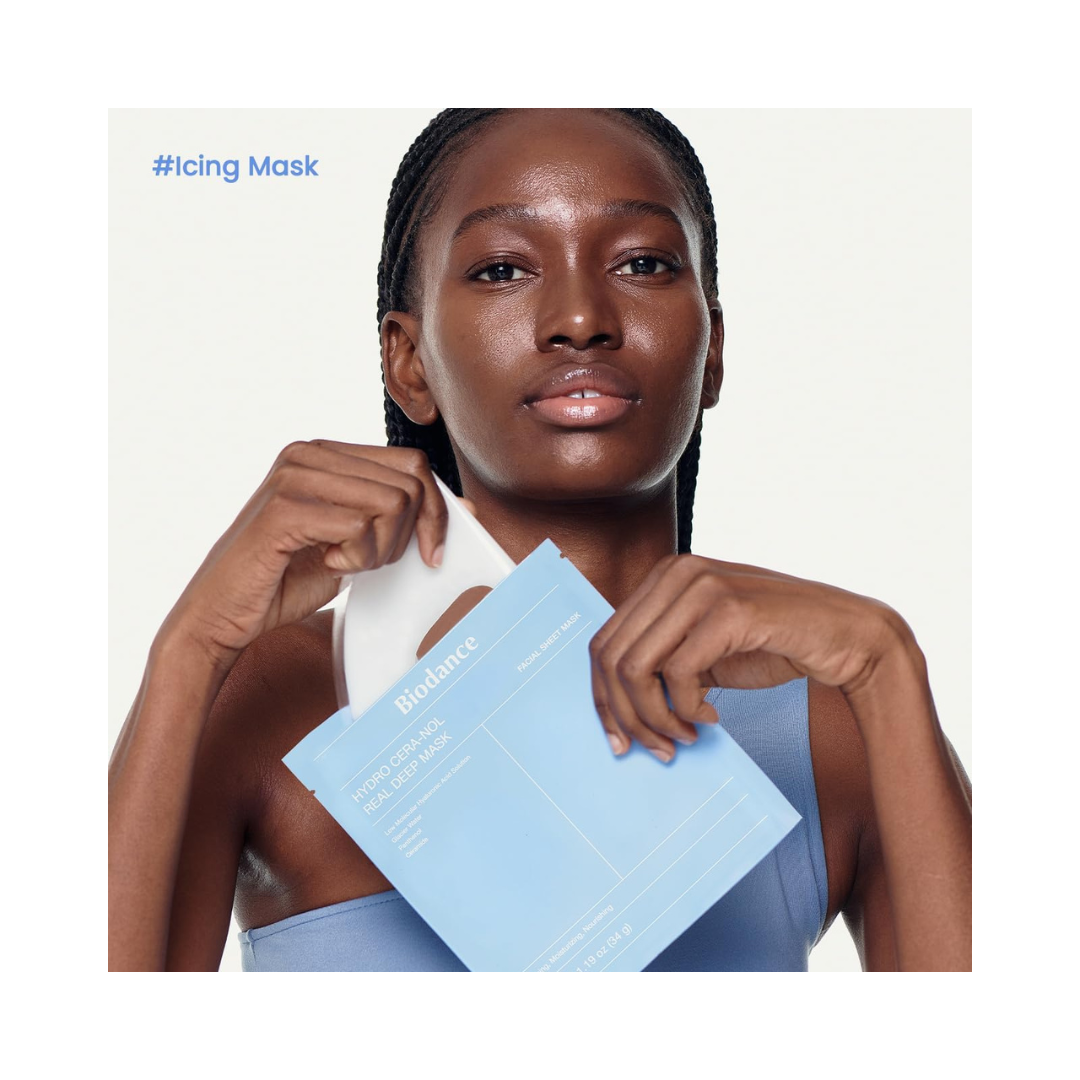 BIODANCE Hydro Cera-nol Real Deep Mask, Overnight Hydrogel Mask, Soothing, Moisturizing, Nourishing, 1.19oz(34g) x 4ea