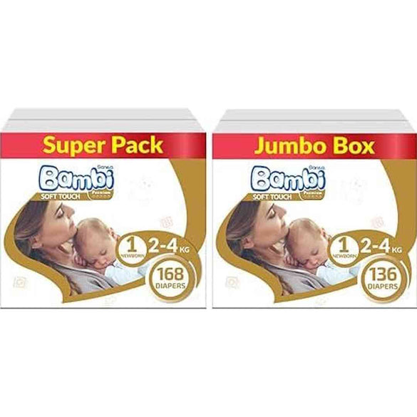 Sanita Bambi , Size 1, Newborn, 2-4 kg, 304 Diapers