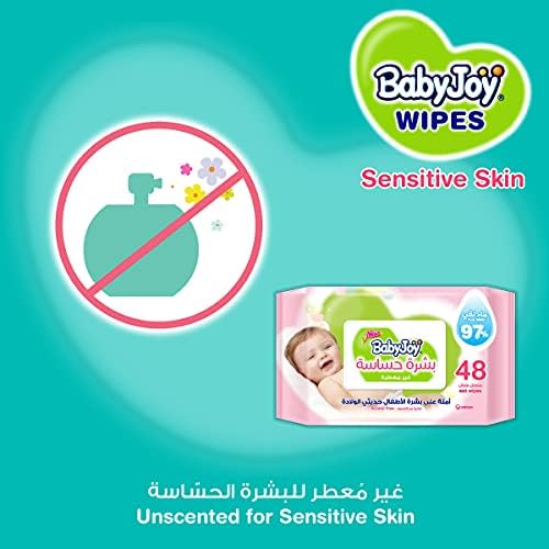 BabyJoy Sensitive Skin Wet Wipes, Unscented, Mega Pack, 192 Baby Wipes