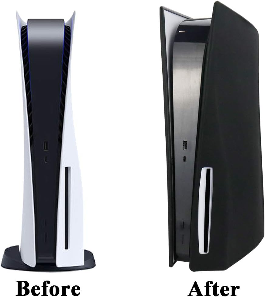 DMLNN PS5 Silicone Skin Cover, Dustproof Anti-Scratch Anti-Fall Waterproof Protector Case for Sony Playstation 5 Disk Edition (Disk Edition, Black)