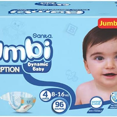 Sanita Bambi, Size 4, Large, 8-16 kg, Jumbo Pack, 62 Diapers