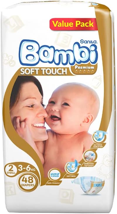 Sanita Bambi, Size 2, Small, 3-6 Kg, Value Pack, 48 Diapers