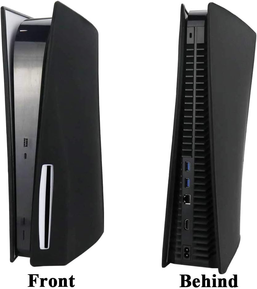 DMLNN PS5 Silicone Skin Cover, Dustproof Anti-Scratch Anti-Fall Waterproof Protector Case for Sony Playstation 5 Disk Edition (Disk Edition, Black)