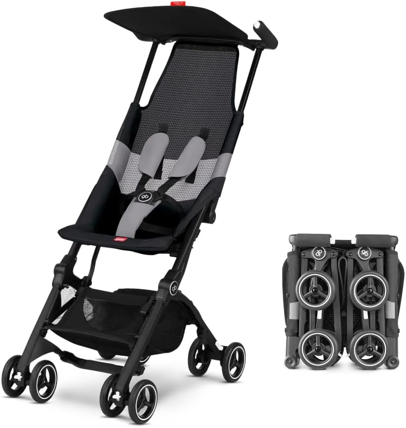 gb Pockit+ All City, Ultra Compact Lightweight Travel Stroller with Front Wheel Suspension