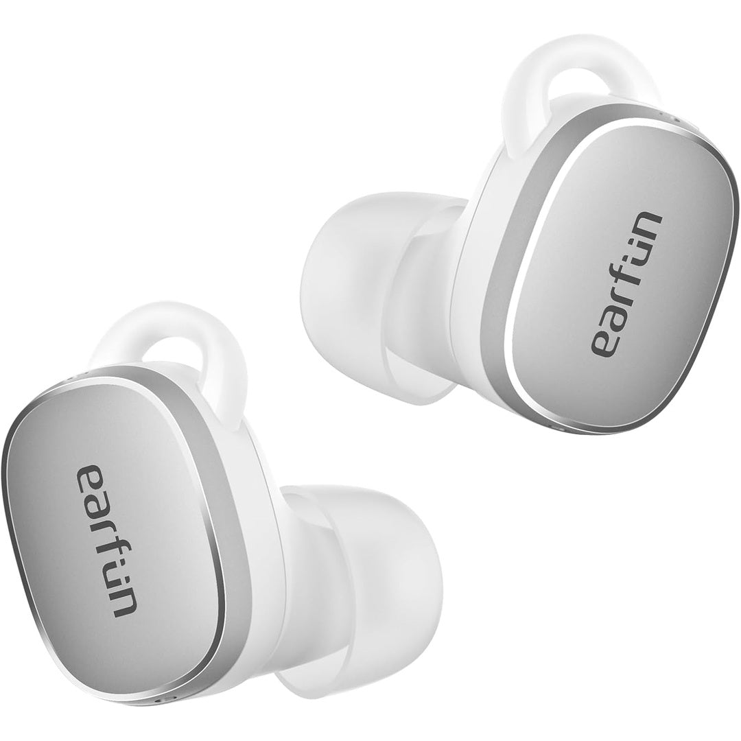 EarFun Free Pro 3 Wireless Earbuds Bluetooth, Snapdragon Sound with Qualcomm aptX™ Adaptive, Noise Cancelling Up to43dB, 6 Mics ENC Bluetooth Earbuds, Multipoint Connection, Custom EQ, Silver White