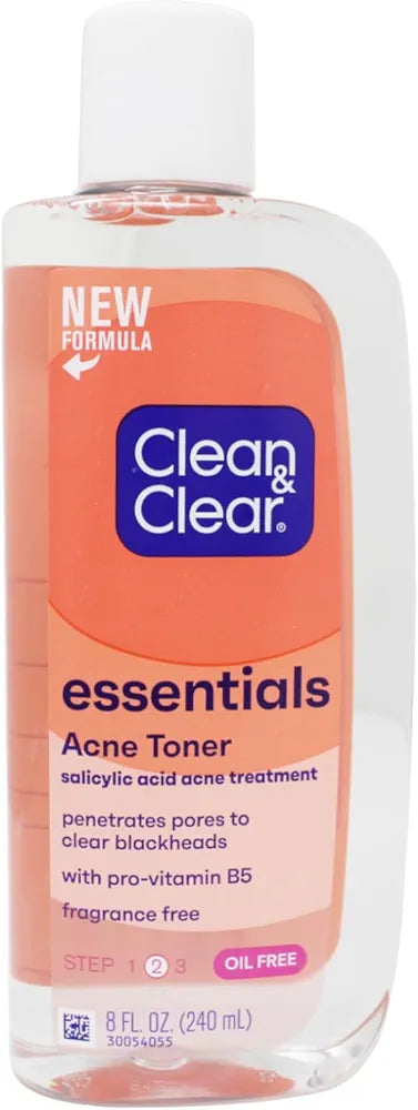 Clean & Clear Essentials Oil-Free Deep Cleaning Facial Astringent with Salicylic Acid Acne Medication for All Skin Types, 8 fl. oz