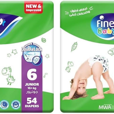 Fine Baby Double Lock, Size 6, Extra Large, 16+ kg, Giant Saver Box, 72 Diapers