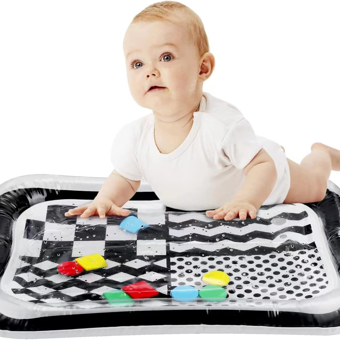 PandaEar 2 Pack Tummy Time Water Mat for Babies Kids, Inflatable Baby Water Play Mats, Baby Toys Sensory Water Mat for 3 6 12 Months Girls Boys