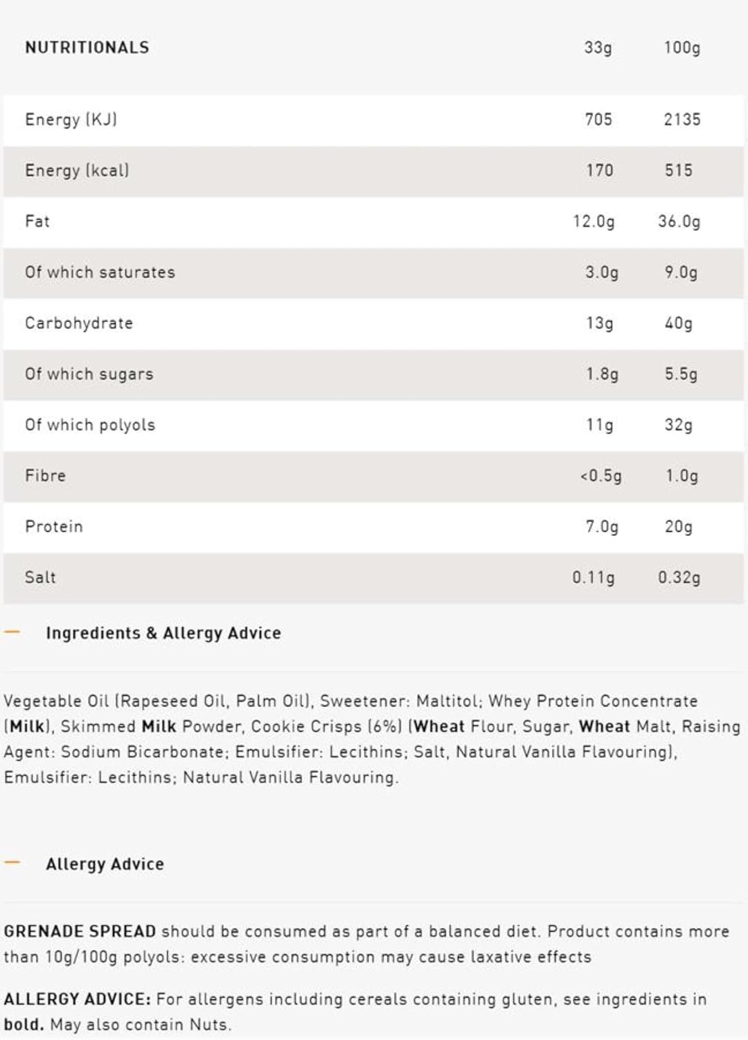 Grenade White Chocolate Cookie Vegetarian Protein Spread, 360 g Jar (Pack of 1)