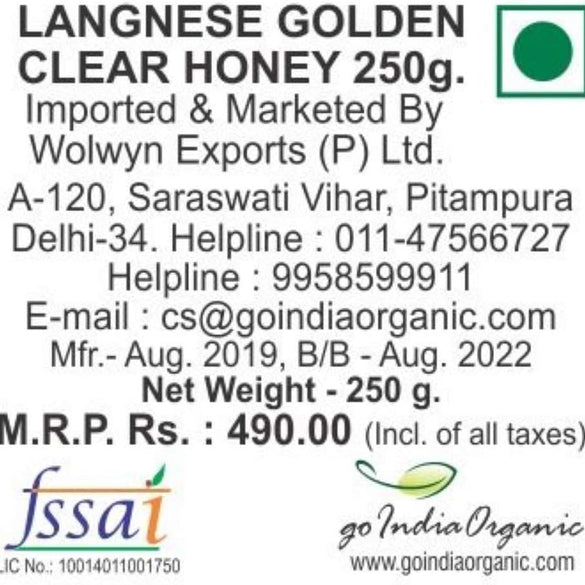 Langnese Golden Clear Pure Bee Honey 250 G