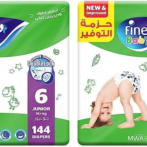 Fine Baby Double Lock, Size 6, Extra Large, 16+ kg, Giant Saver Box, 72 Diapers
