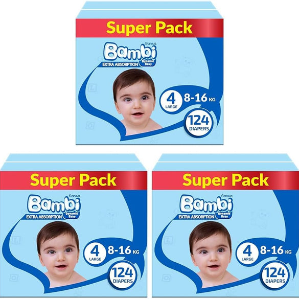 Sanita Bambi, Size 4, Large, 8-16 kg, Jumbo Pack, 62 Diapers