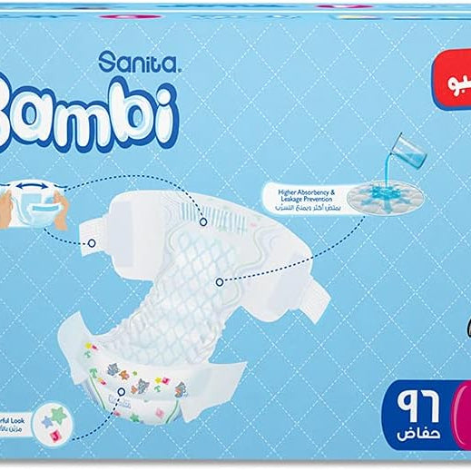 Sanita Bambi, Size 4, Large, 8-16 kg, Jumbo Pack, 62 Diapers