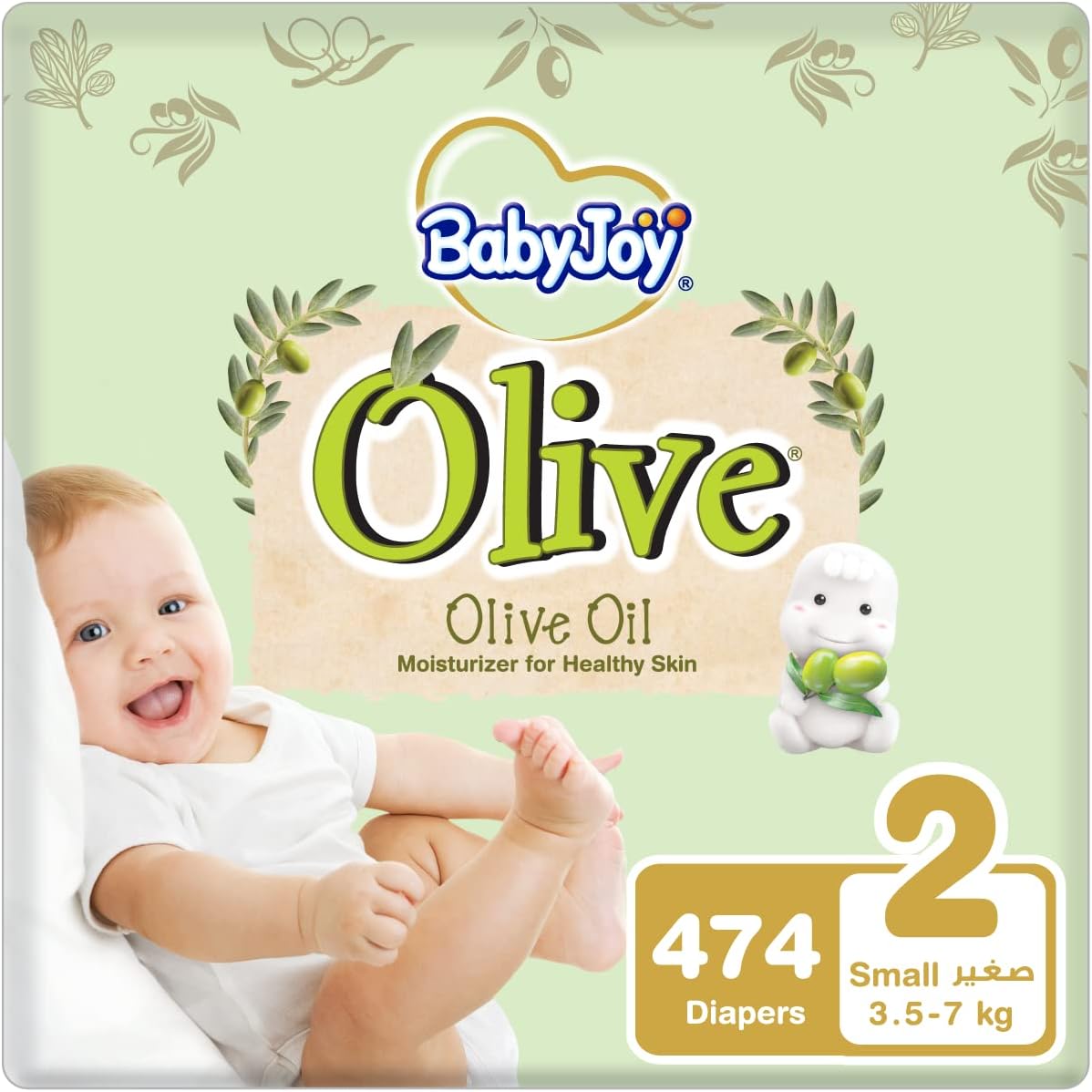 BabyJoy Olive Tape Diaper, Size 2, Small, 3.5-7 Kg, Giant Box, 270 Diapers