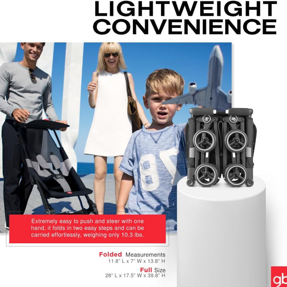 gb Pockit+ All City, Ultra Compact Lightweight Travel Stroller with Front Wheel Suspension
