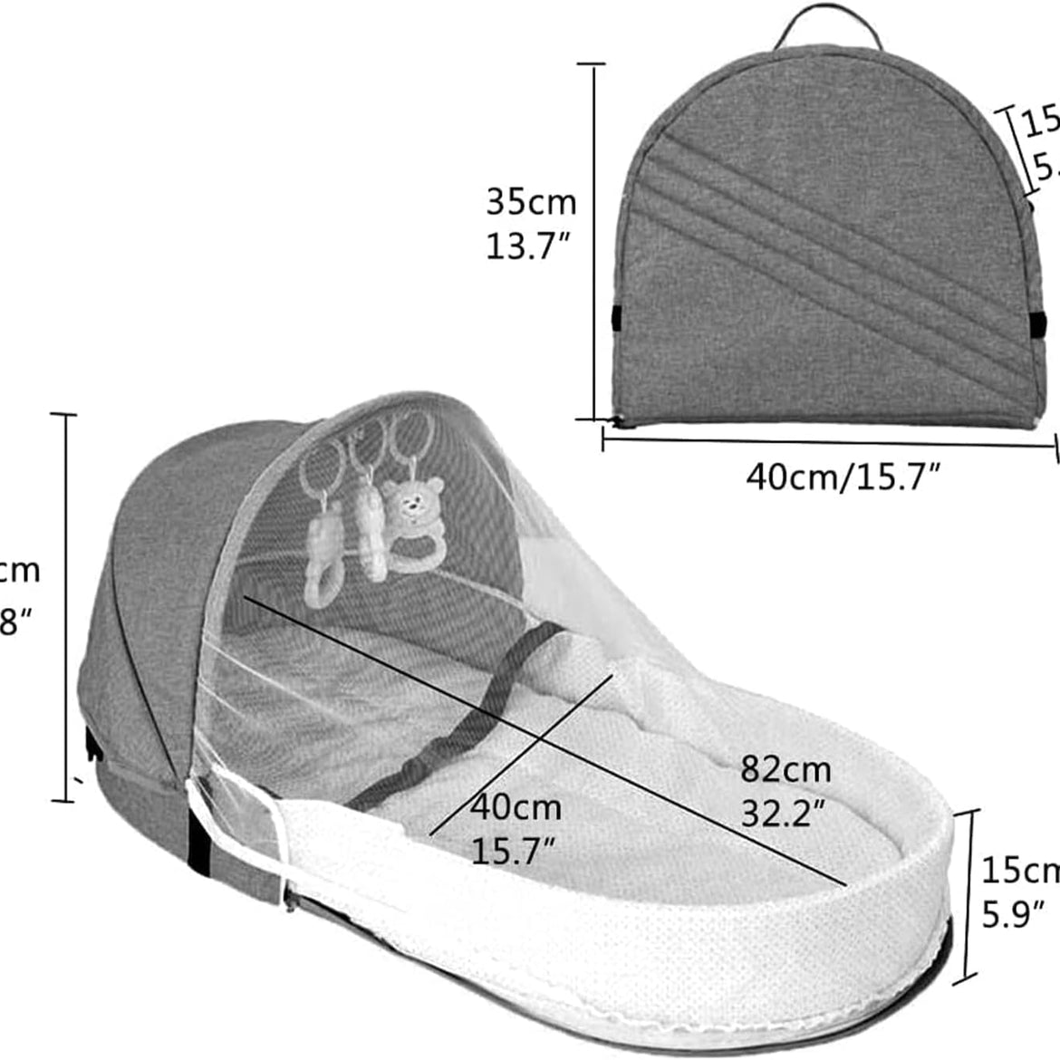 Baby Travel Cot with Mosquito Net and Awning