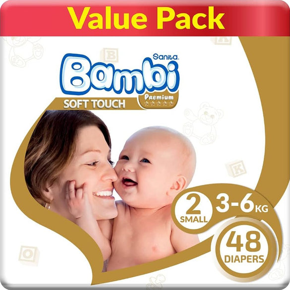 Sanita Bambi, Size 2, Small, 3-6 Kg, Value Pack, 48 Diapers