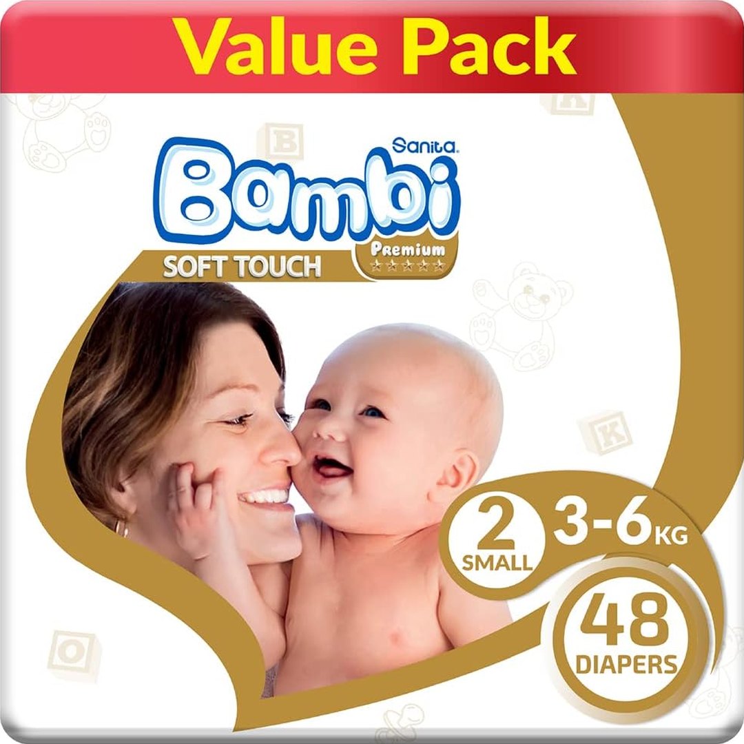 Sanita Bambi, Size 2, Small, 3-6 Kg, Value Pack, 48 Diapers
