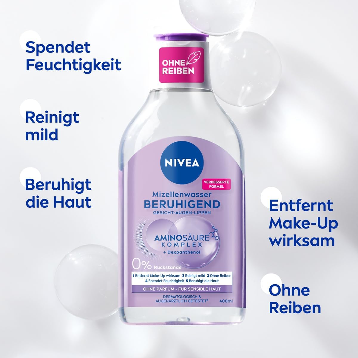 NIVEA Soothing Micellar Water, Micellar Cleansing Water for Sensitive Skin (400 ml)