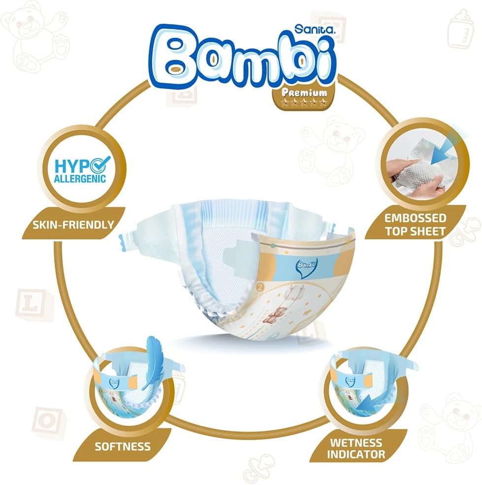 Sanita Bambi, Size 2, Small, 3-6 Kg, Value Pack, 48 Diapers