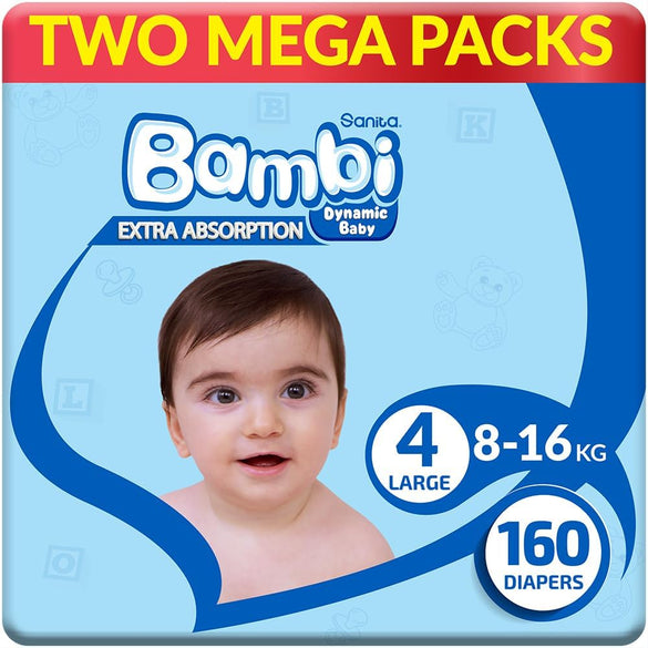Sanita Bambi, Size 4, Large, 8-16 kg, Jumbo Pack, 62 Diapers