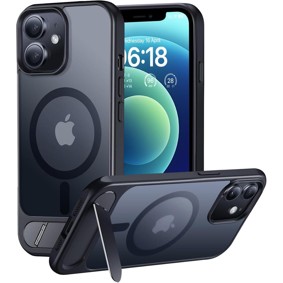 Eligo for iPhone 12 Pro Max Case, Compatible with MagSafe, Magnetic Cover with Invisible Stand, Shockproof Protection Phone Shell, Matte Kickstand Back Cases for Apple 12 Pro Max 6.7" (2020) (Black)